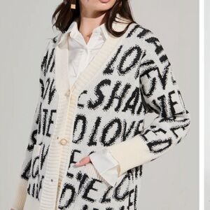 Black and White Love Graphic Cardigan